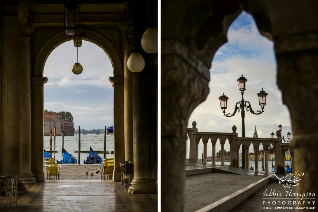 Lamps, archways, and sea